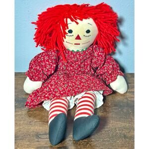Vintage 1970s Knickerbocker Raggedy Ann Doll 18” Red Dress “I Love You”